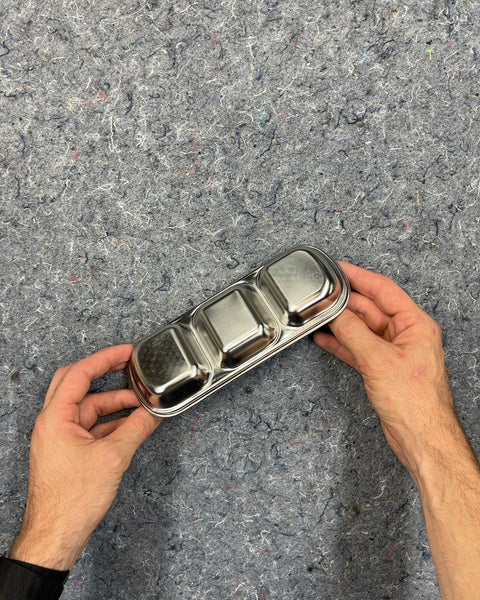 3-compartment Korean-style Stainless Steel Sauce Dish