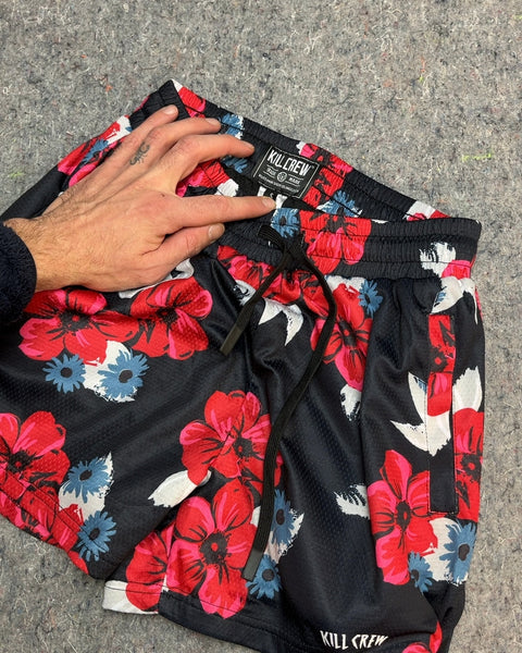 Kill Crew Vented Mesh Floral Shorts, Size S