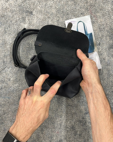 Blueberry Handmade Black Leather Crossbody Bag