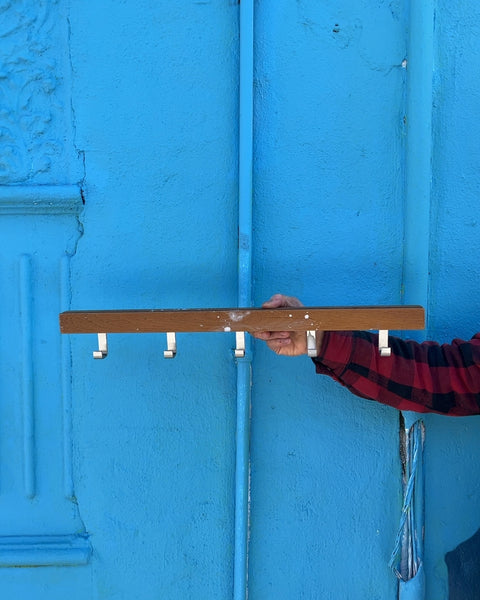 Serious Wooden Coat Rack with Hooks, 23"