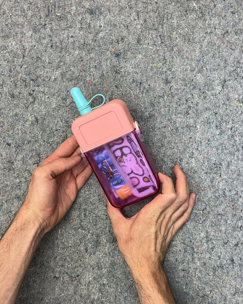 Pink and Purple Water Bottle With Strap & Stickers