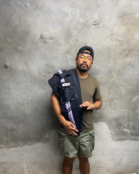 Uniroy Black and Purple Cargo Pants, Sz M