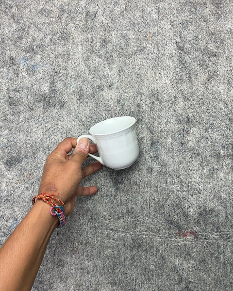 White Ceramic Mug with Embossed Dots