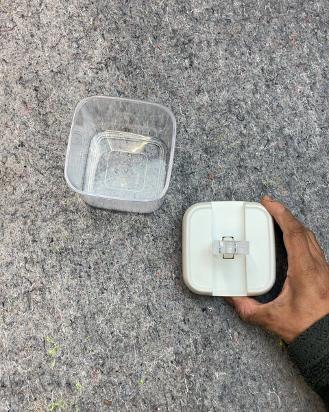 Clear Plastic Food Storage Container with White Lid