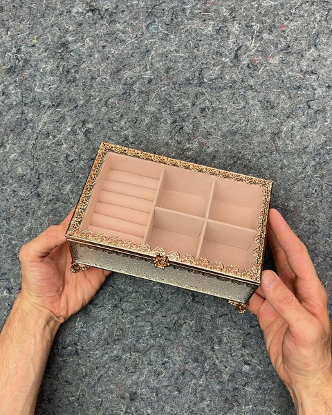 Ornate Gold and Glass Jewelry Box