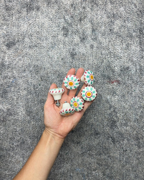 Set of Six Decorative Ceramic Knobs