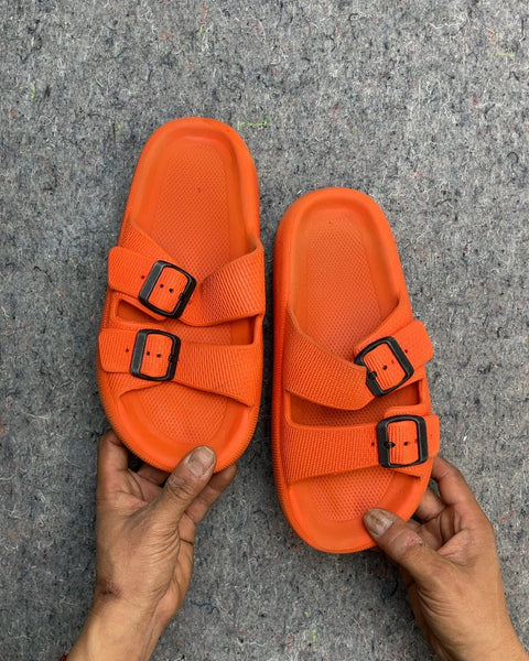 Orange Slide Sandals, Sz 39-40