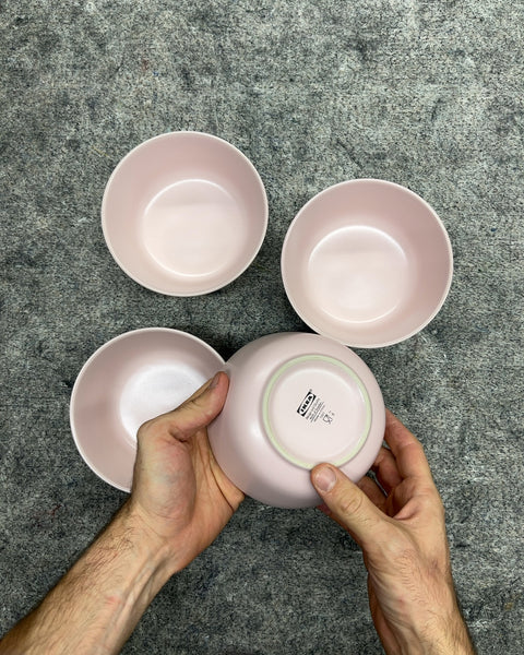 4 IKEA Light Pink Matte Ceramic Bowls