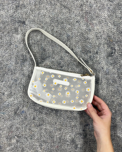 White Daisy Print Shoulder Bag