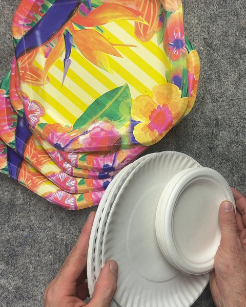 Tropical Floral Paper Plates and White Paper Plates