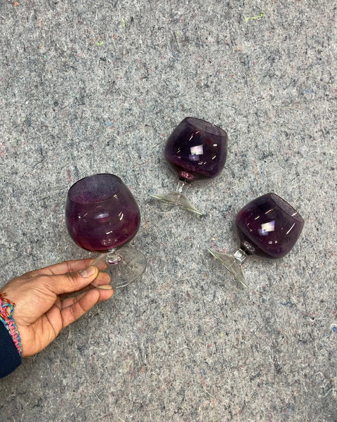 Vintage Purple Cognac Glasses