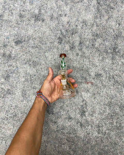 Mini Clear Glass Water Pipe with Botanical Design