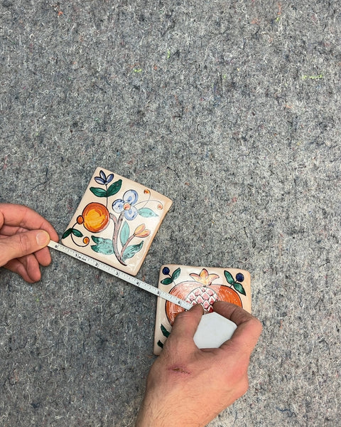 Two Decorative Ceramic Tiles, 4"