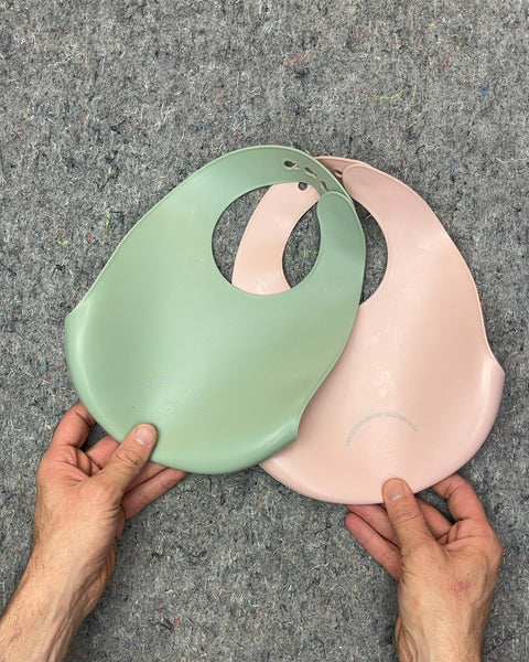 Two Cute Silicone Baby Bibs With Food Catcher