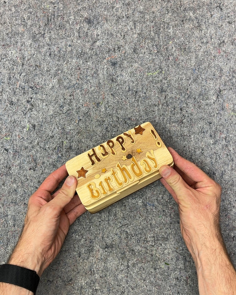Wooden Happy Birthday Puzzle Box