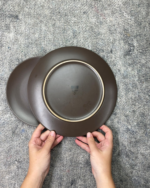 IKEA Dinera Dark Brown Plates, Set of 2