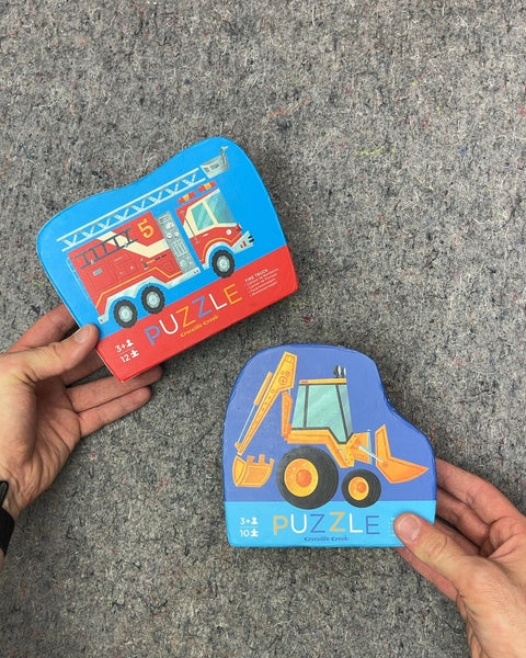 Crocodile Creek Fire Truck and Excavator, 10 & 12 Pieces Puzzles