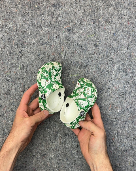 Crocs Green and White Patterned Clogs, Size C6