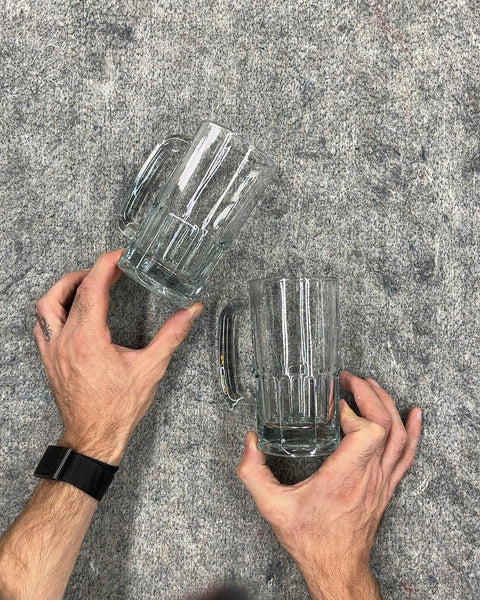Two Clear Glass Beer Mugs