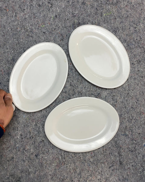 Three White Oval Tapas Plates