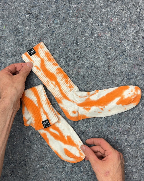 DOE Orange Tie-Dye Crew Socks, Length 9"