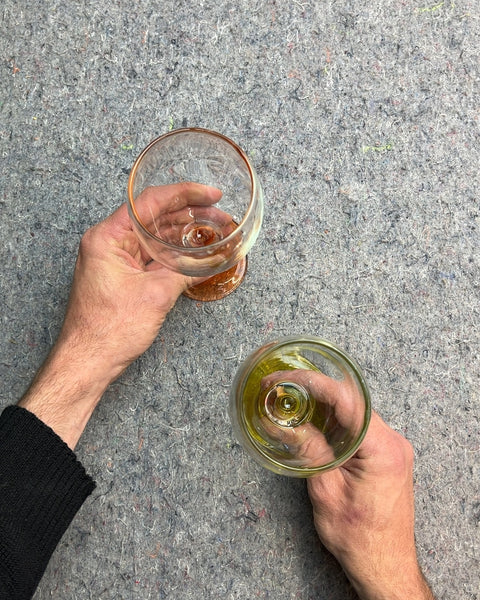 Two Wine Glasses with Colored Stems