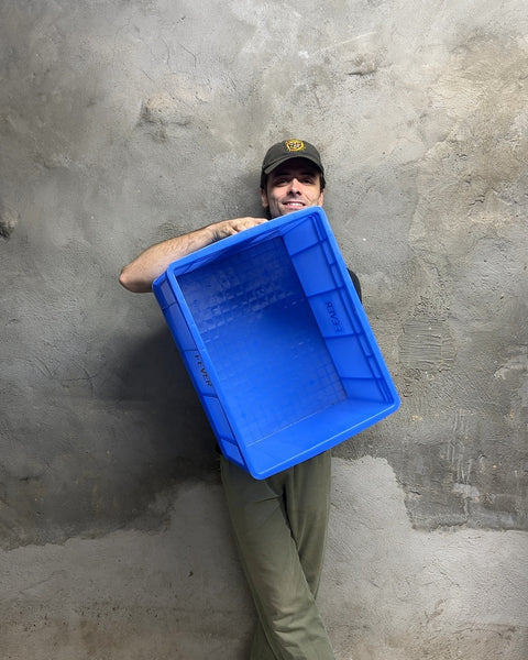 Blue Plastic "Fever" Storage Bin, L21xW16xH11"