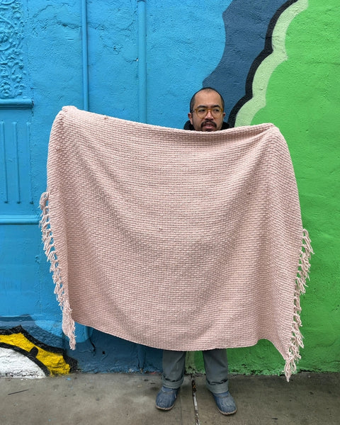 Pink Woven Throw Blanket with Fringe, 56x48"