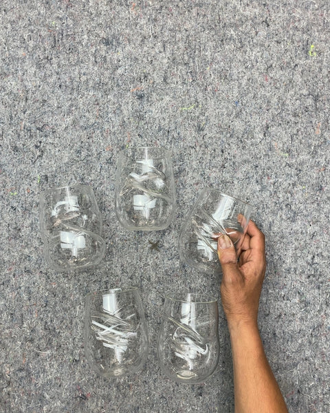 Set of Five Clear Drinking Glasses