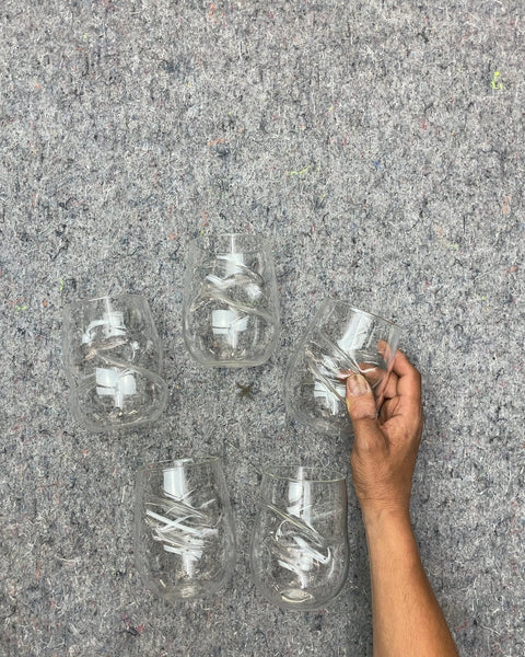 Set of Five Clear Drinking Glasses