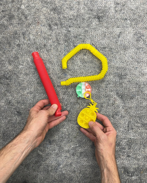 Assorted Pop Tubes and Pop It Keychains Sensory Fidget Toy Set