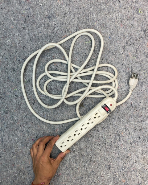White 6-Outlet Power Strip with Long Cord