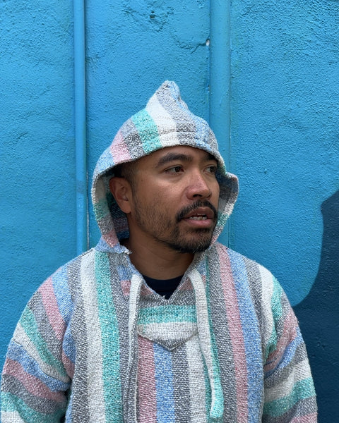 Striped Baja Lightweight Hoodie, Size M/L