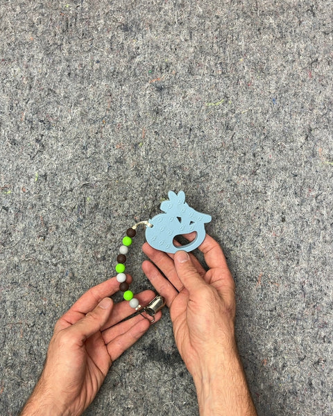 Blue Baby Teether with Beaded Clip