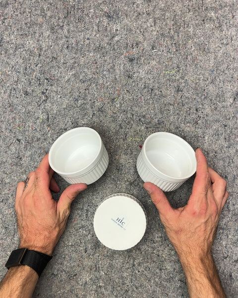 Set of 3 White Ceramic Ramekins From Harold Import Co.