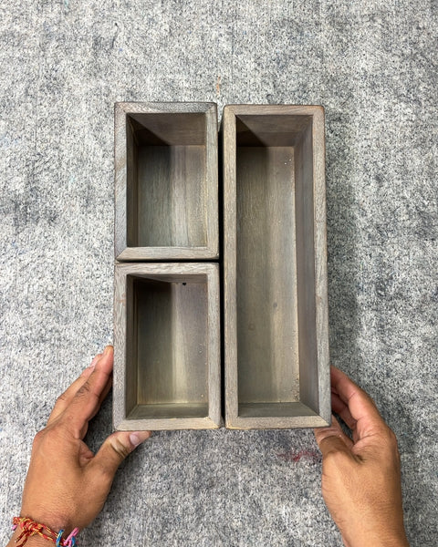 Wooden Desk Organizer Tray Set, 11x7x4.5"