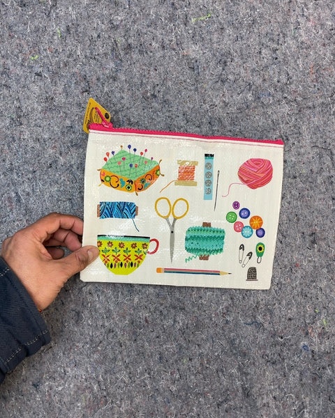 Cosmetic Bag with Sewing Print