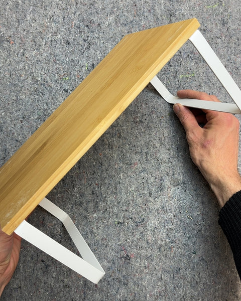 Bamboo Wood and White Metal Laptop Riser, 12x7"