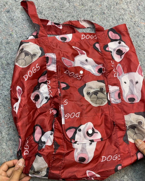 Red Dog Print Reusable Shopping Bag