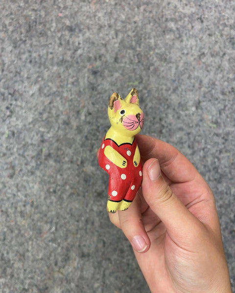 Wooden Cat Figurine