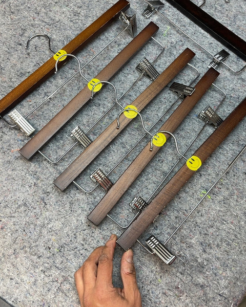 Wooden Skirt and Pants Hangers with Clips, Set of 6