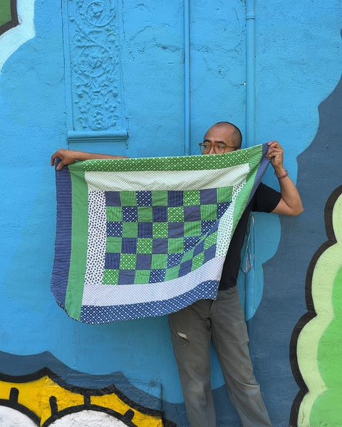 Pretty Green and Blue Patchwork Quilt, 40x60"