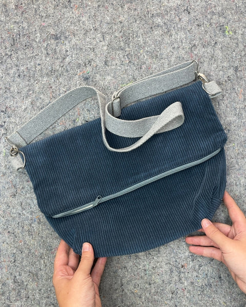 Blue Corduroy Crossbody Bag