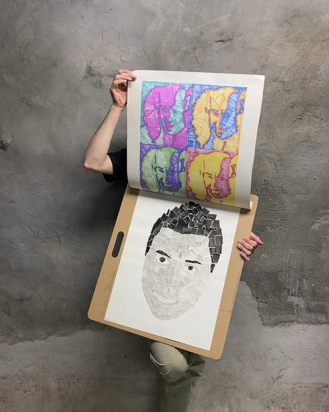 Sketch Pad Board With Two Pop Art Style Portraits, 23x26"