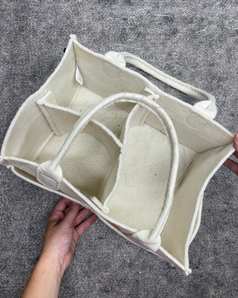 Off-White Felt Diaper Caddy Organizer Basket, 9 x 12 in