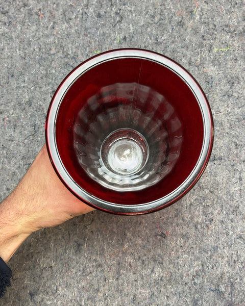 Vintage Anchor Hocking Red Glass Vase, 10.5"