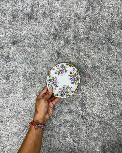 Floral Porcelain Saucer with Gold Trim