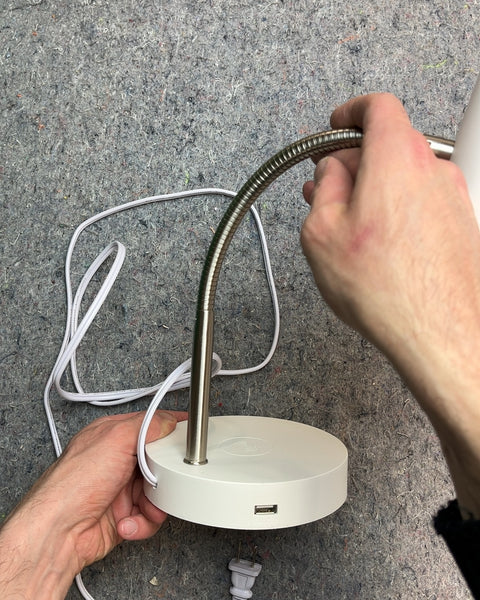 White Desk Lamp with Flexible Neck and USB Port