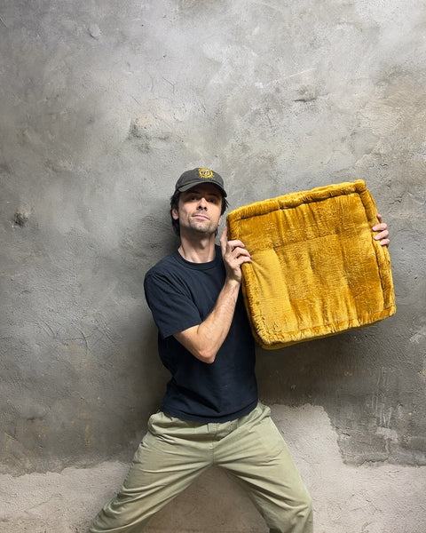 Urban Outfitters Home Mustard Yellow Velvet Floor Cushion, 18x18"