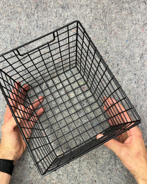 Another Black Metal Wire Storage Basket, L10xW8xH8"